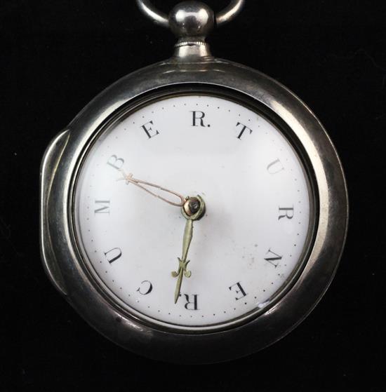 A George III silver pair cased keywind verge pocket watch by Danl. Cornwall, Billericay